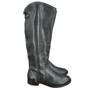 Arturo Chiang Riding Boots Womens 6.5 M Black Leather Zip Knee High Tall Fashion